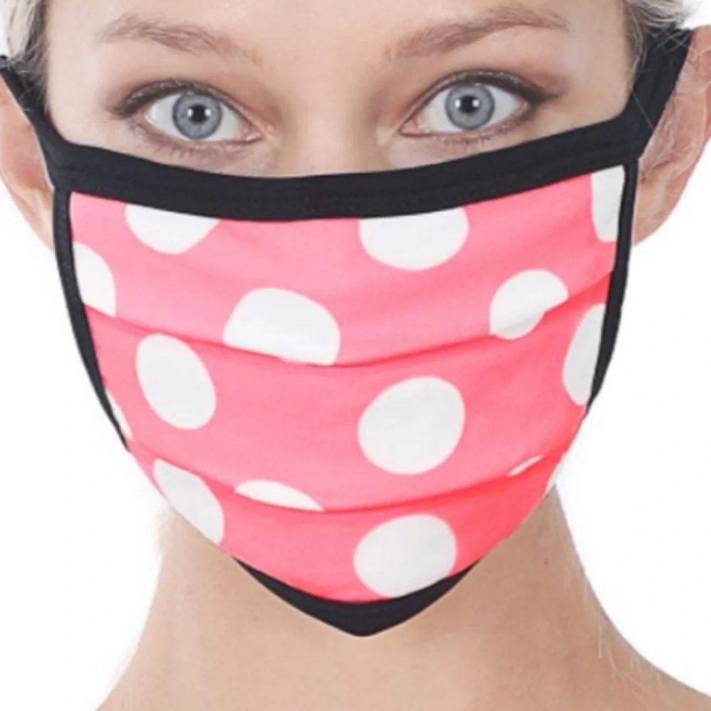 Pink White Polka Dot Face Mask | Reusable Cloth Mask | Cute Kawaii